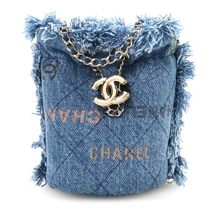 Chanel Denim Quilted Mood Mini Bucket With Chain Blue Multicolor 1 of 9