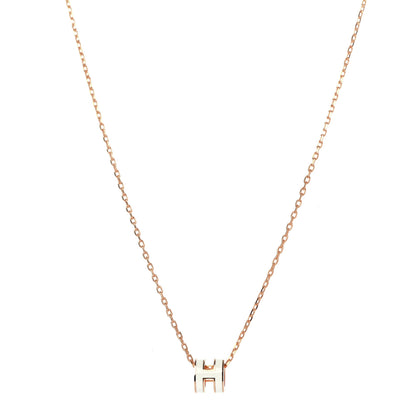 Hermes Lacquered Rose Gold Mini Pop H Pendant Necklace White 1 of 4
