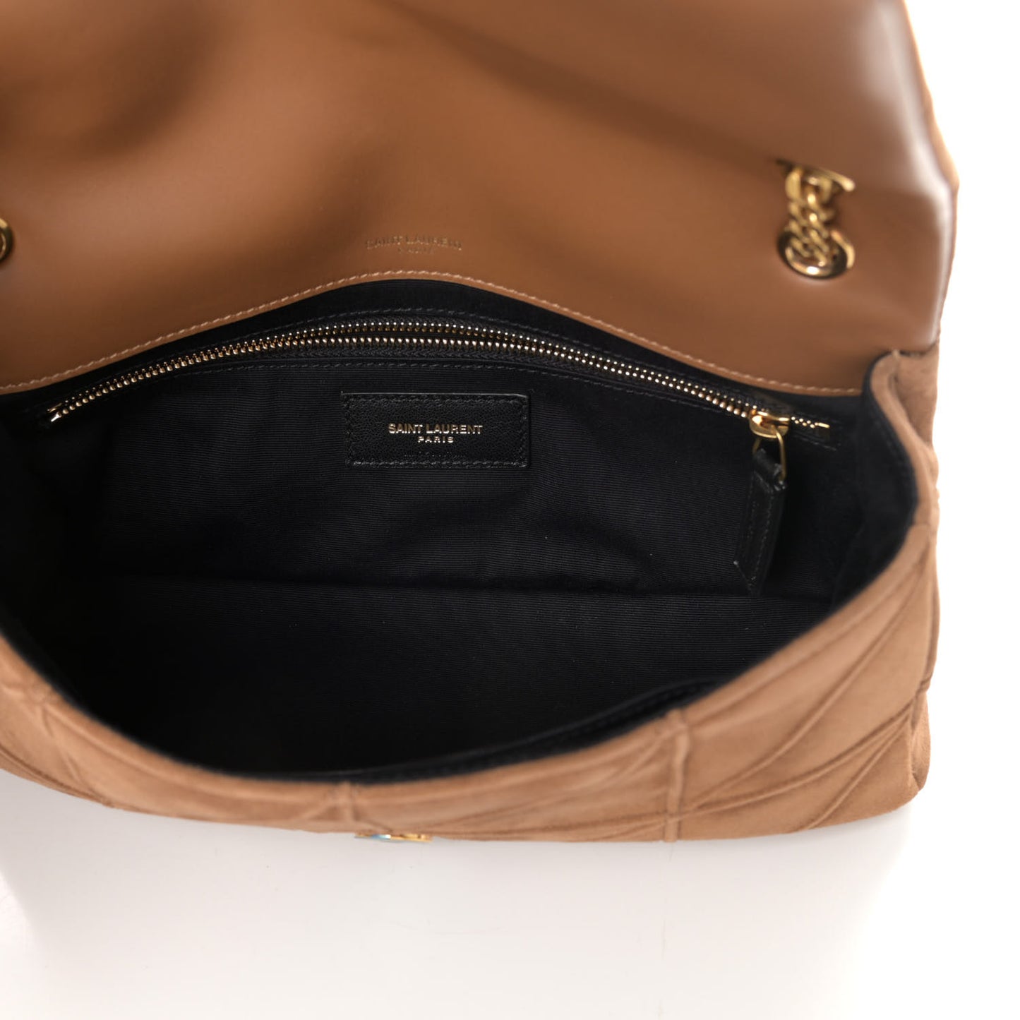 Suede Studded Patchwork Monogram Medium Jamie Baguette Light Ochre