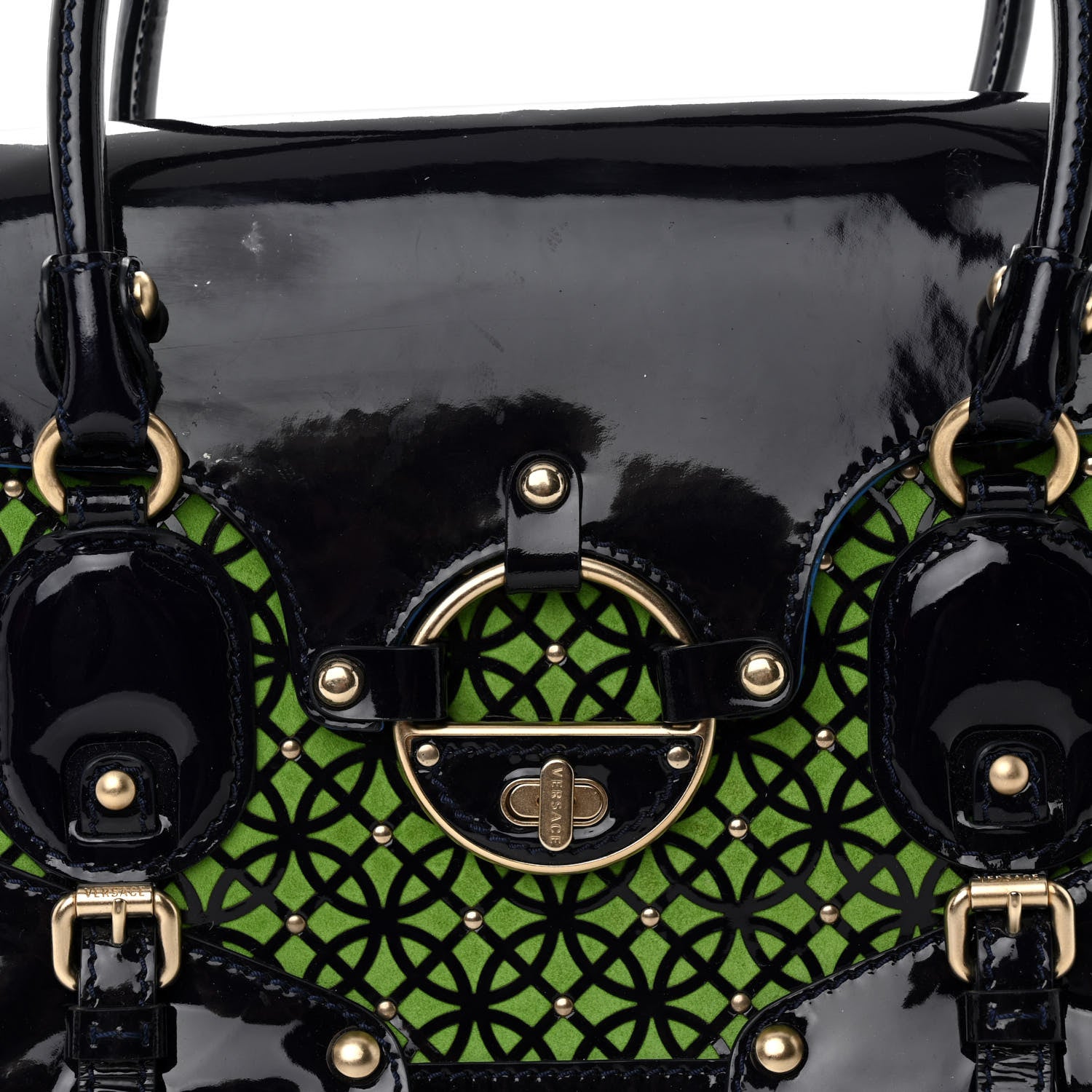 Versace Patent Suede Carla Handle Bag 8 of 11