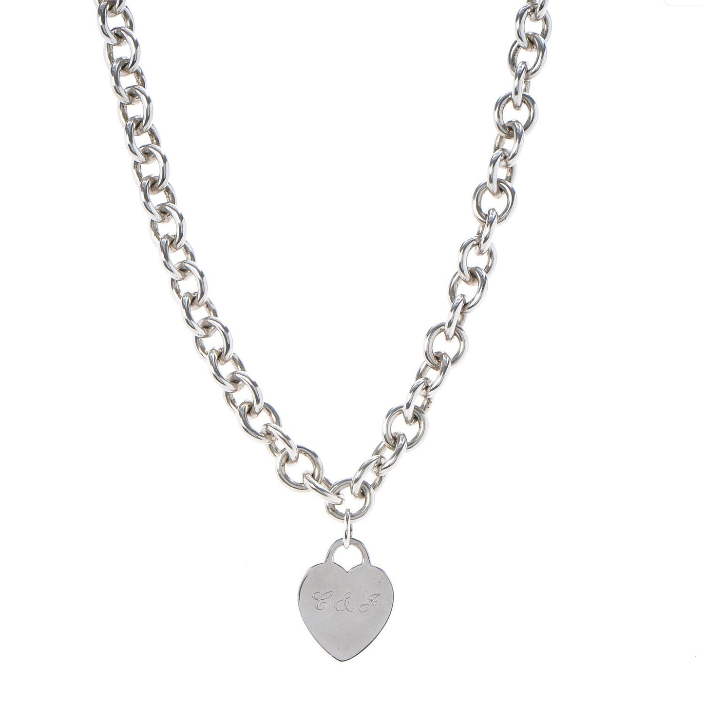Sterling Silver Heart Tag Necklace