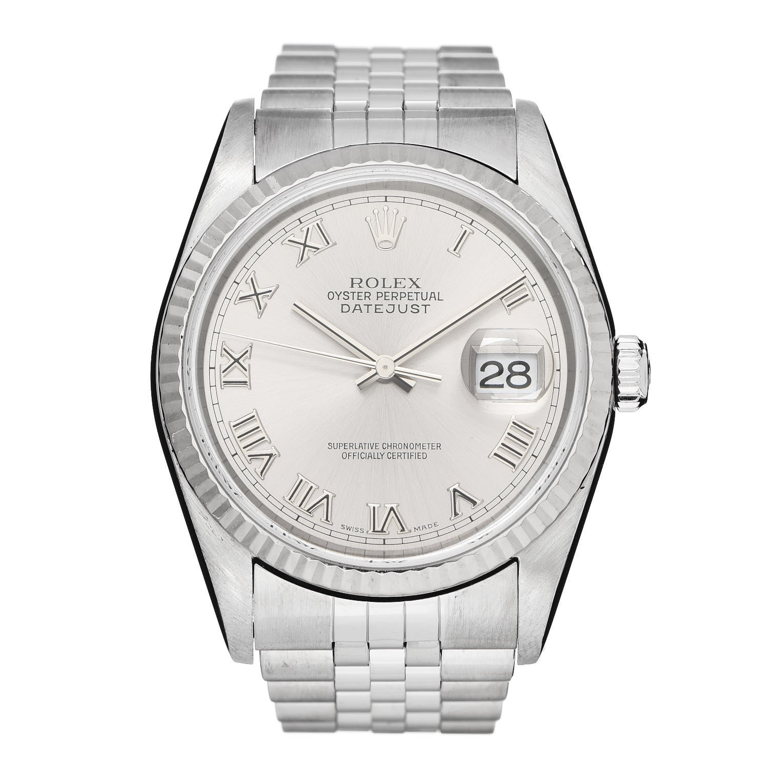Rolex Stainless Steel 18K White Gold 36mm Oyster Perpetual Datejust Watch Silver 16234 1 of 8
