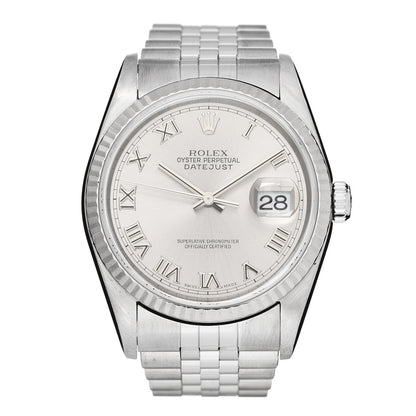 Rolex Stainless Steel 18K White Gold 36mm Oyster Perpetual Datejust Watch Silver 16234 1 of 8