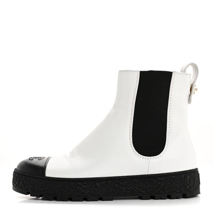 Chanel Calfskin Cap Toe CC Ankle Boots 39 White Black 1 of 15
