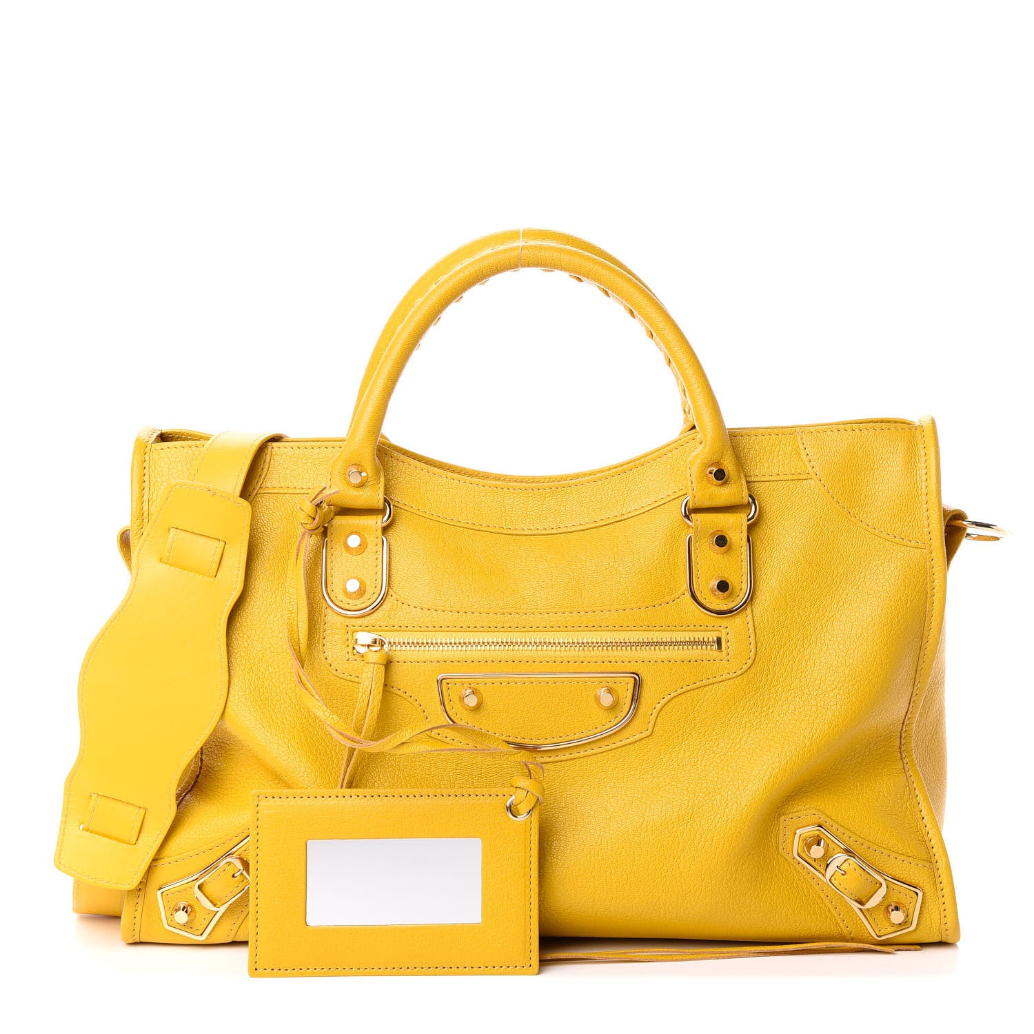 Balenciaga Chevre Gold Metallic Edge Hardware City Jaune Epi 1 of 8