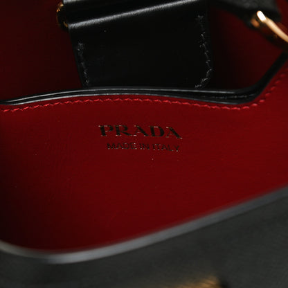 Prada Saffiano Cuir Medium Panier Bucket Bag Black Fuoco 5 of 9