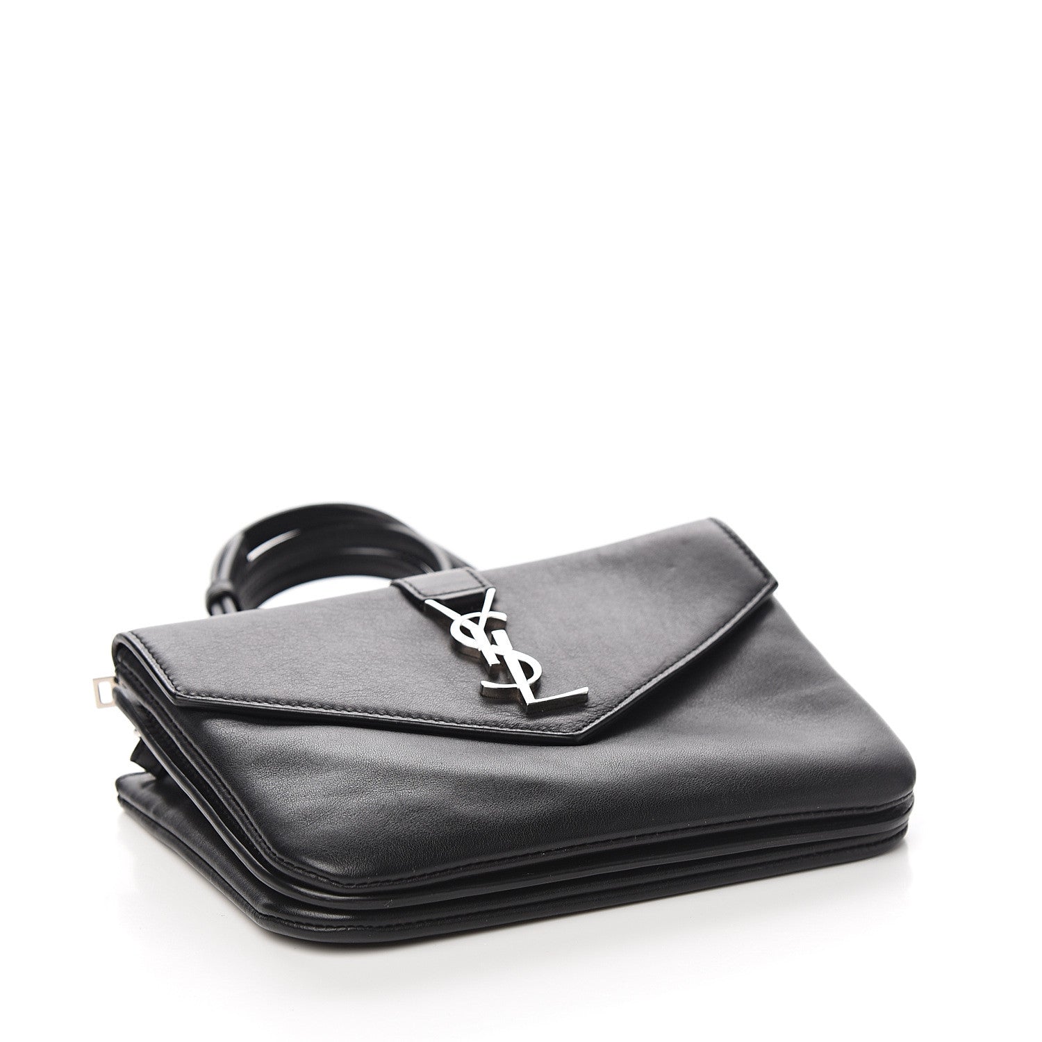 Saint Laurent Calfskin Monogram Tri Pocket Crossbody Bag Black 3 of 10