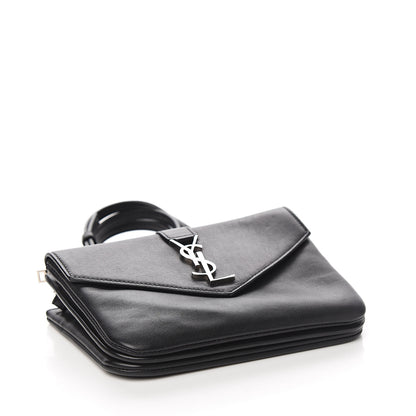 Saint Laurent Calfskin Monogram Tri Pocket Crossbody Bag Black 3 of 10