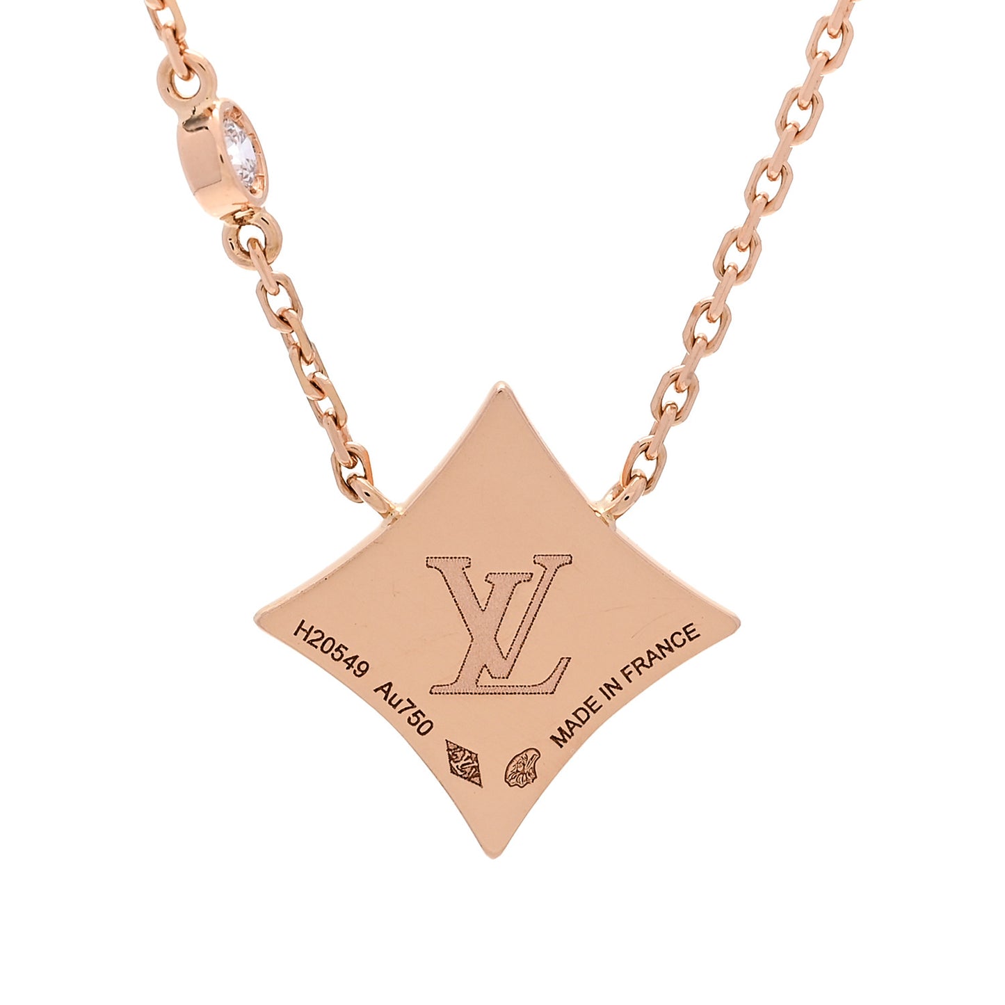 18K Pink Gold Diamond Pink Mother of Pearl Color Blossom BB Star Pendant Necklace