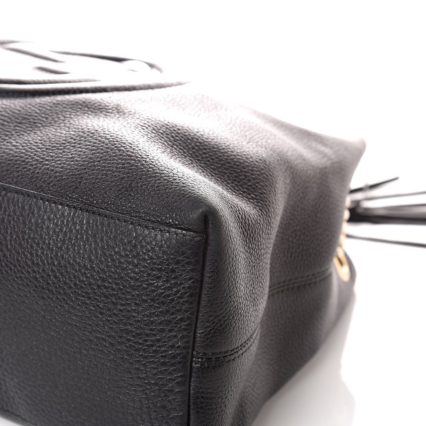 Pebbled Calfskin Medium Soho Chain Shoulder Bag Black
