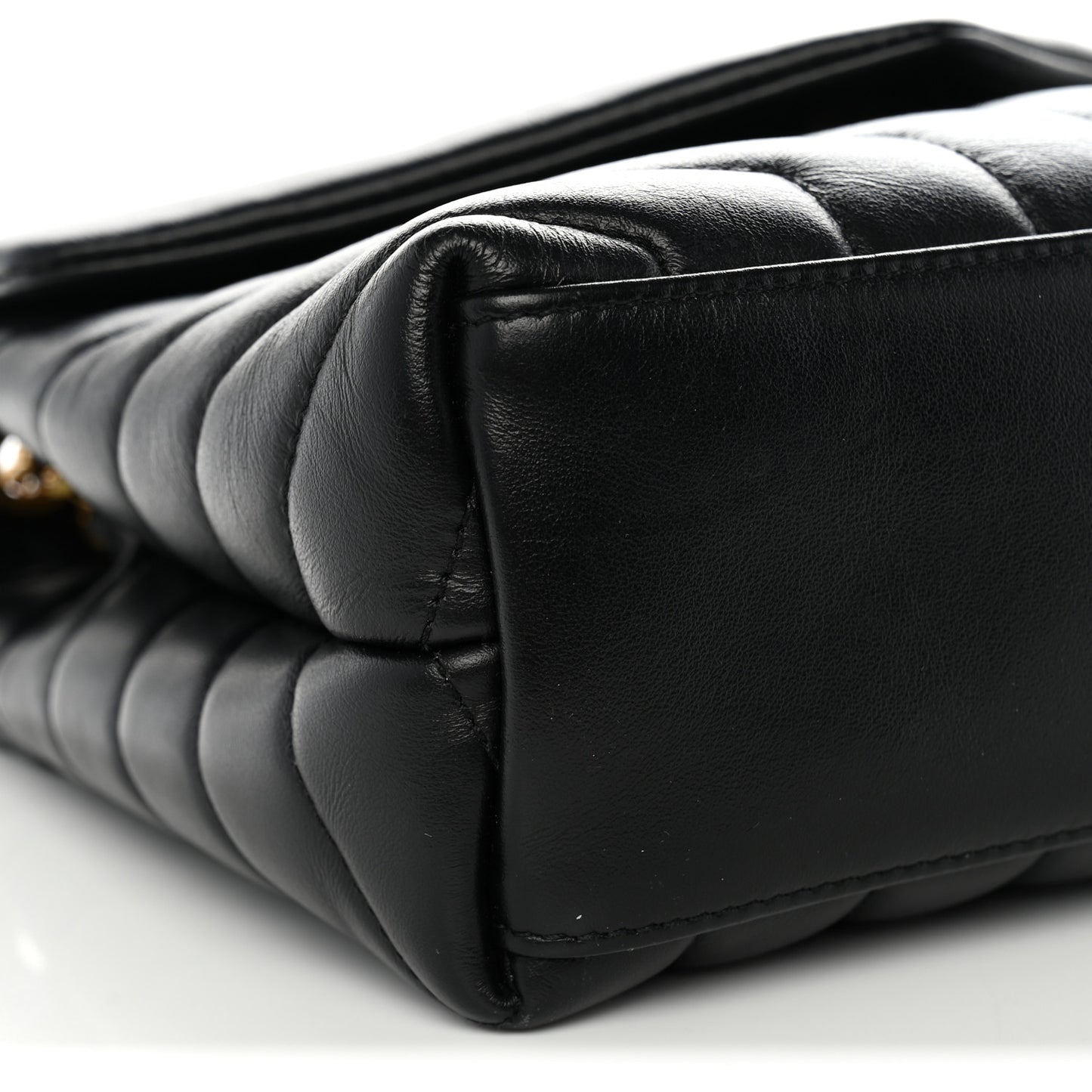 Calfskin Y Quilted Monogram Small Loulou Chain Satchel Black