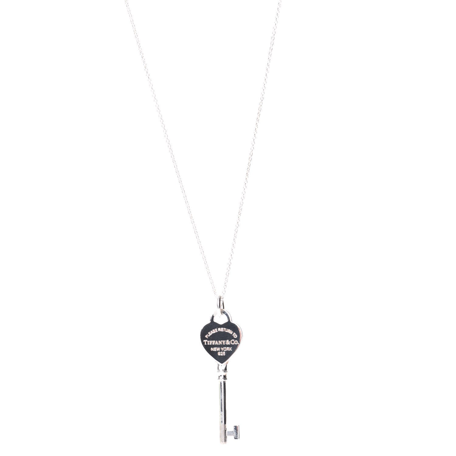 Tiffany Sterling Silver Return to Tiffany Heart Key Pendant Necklace 1 of 5