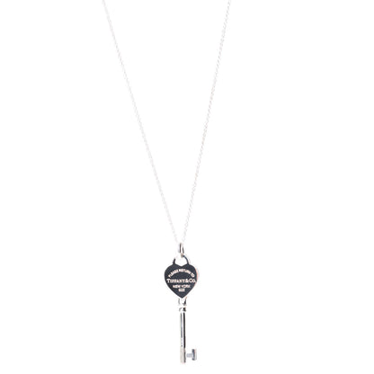 Tiffany Sterling Silver Return to Tiffany Heart Key Pendant Necklace 1 of 5
