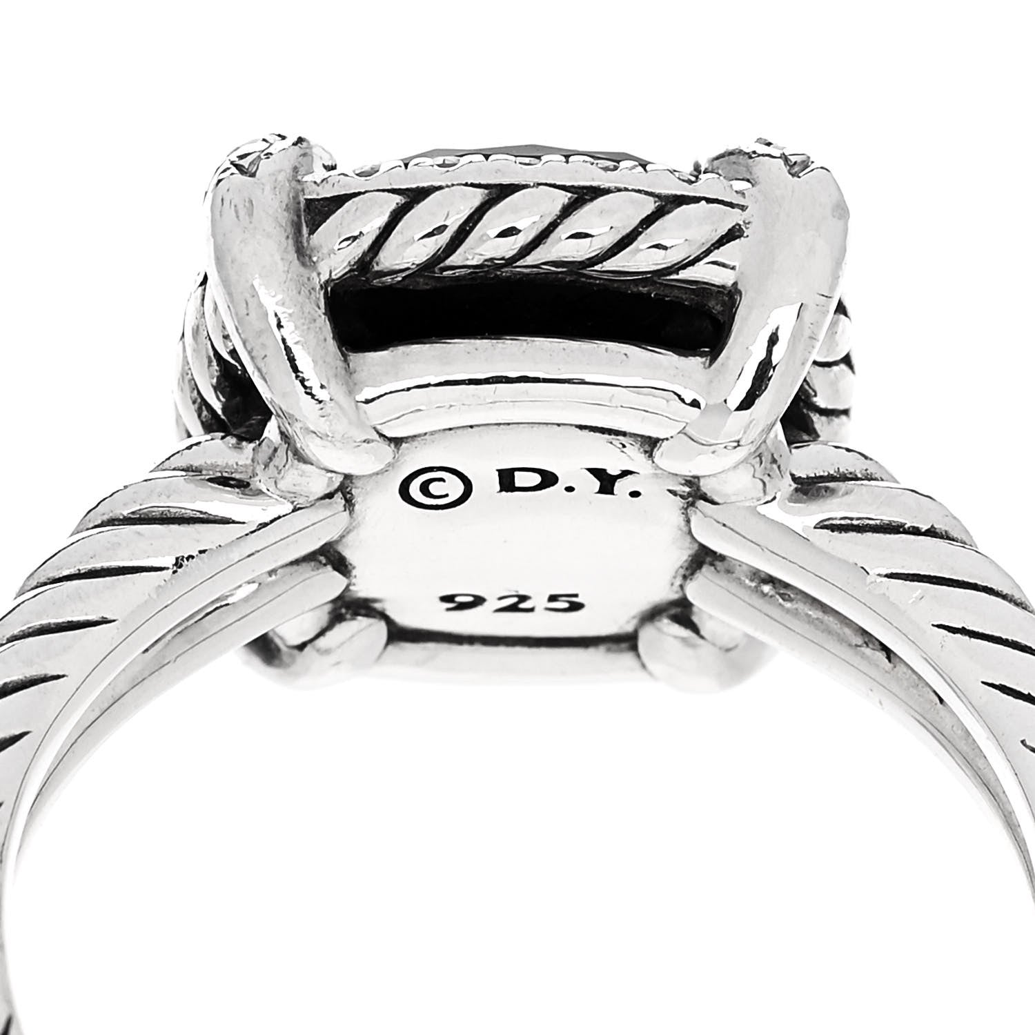 David Yurman Sterling Silver Diamond Black Orchid 9mm Chatelaine Pave Bezel Ring 53 6.5 5 of 5