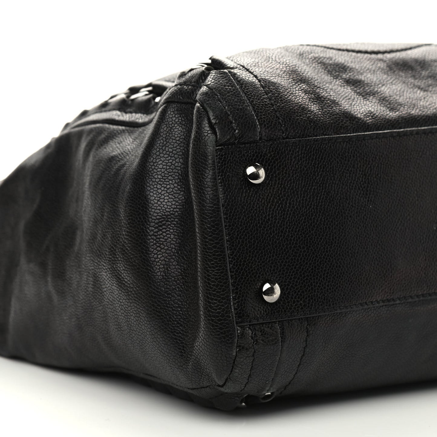 Glazed Caviar Modern Chain Tote Black
