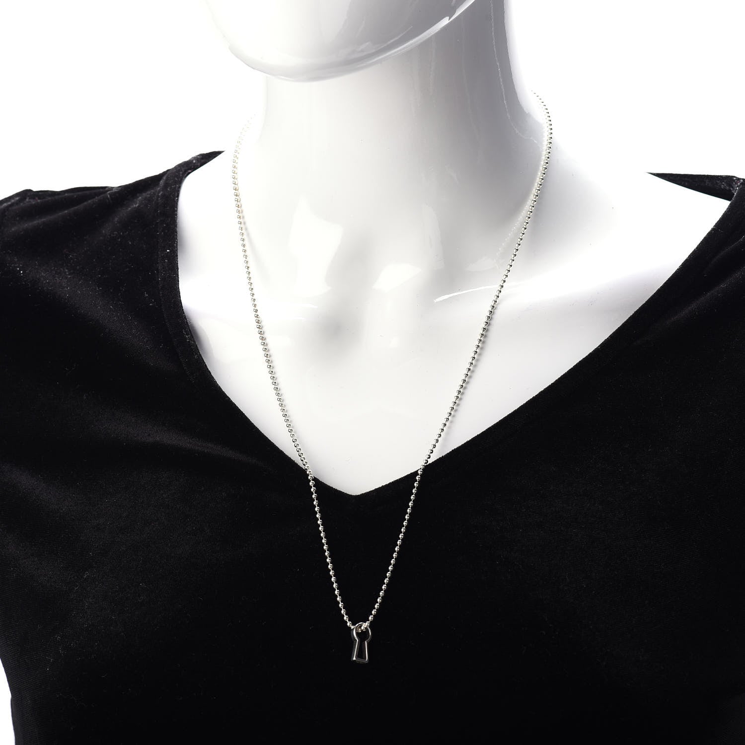 Tiffany Sterling Silver Makers Keyhole Pendant Necklace 2 of 4