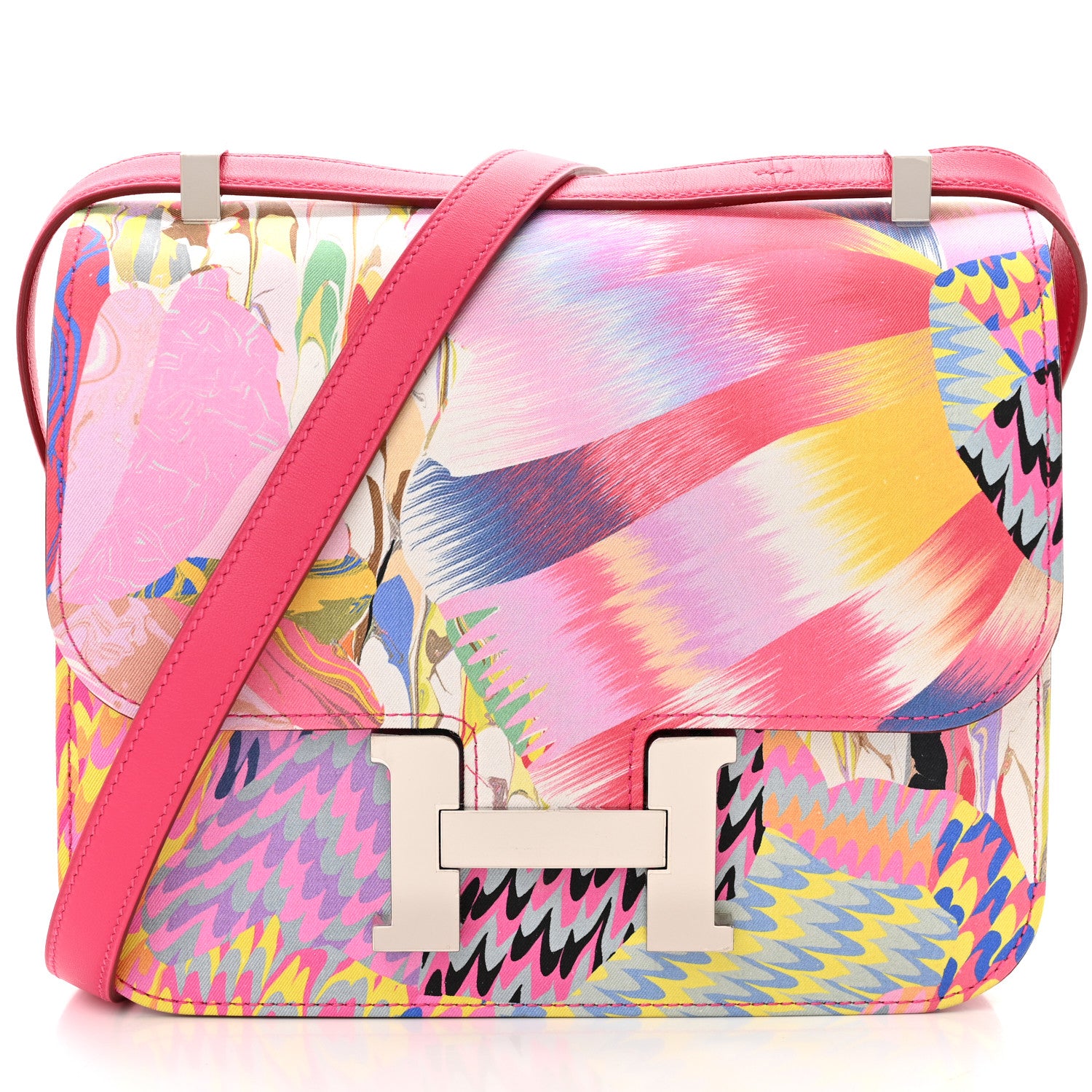 Hermes Swift Silk Marble Printed Constance 24 Rose Azalee Rose Mexico 8 of 10