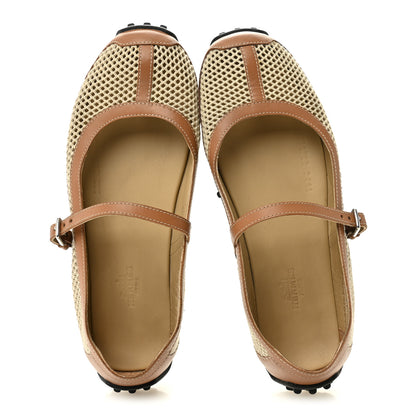 Hermes Crochet Knit Calfskin Kichu Ballet Flats 37.5 Beige Lin Naturel 5 of 9