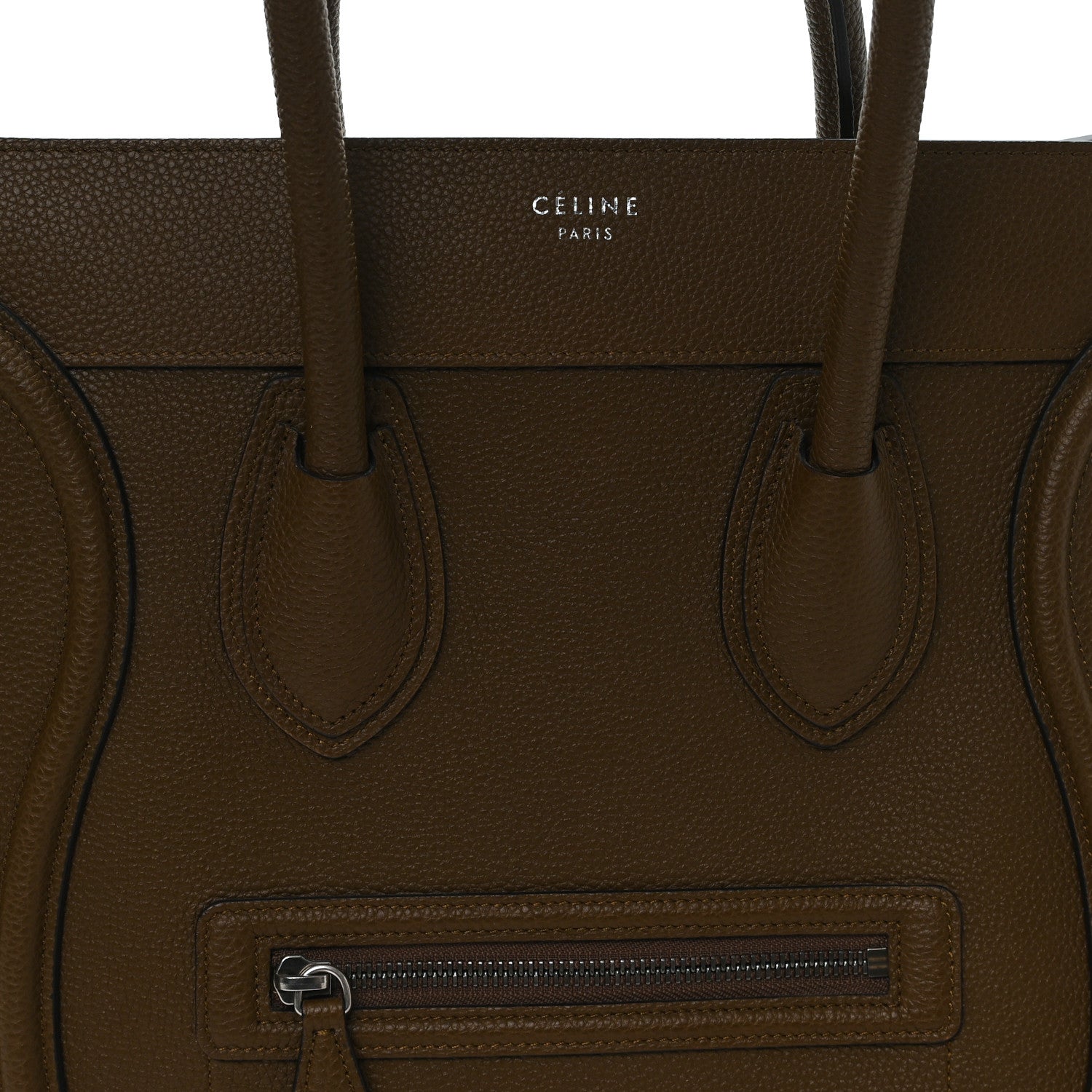 Celine Drummed Calfskin Mini Luggage Brown 7 of 9
