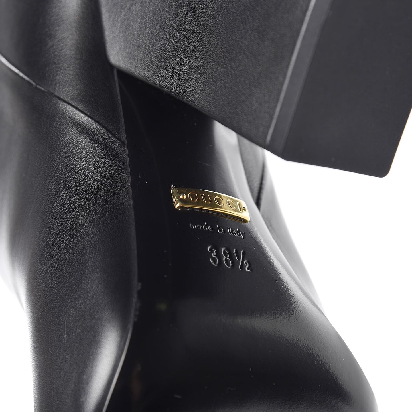 Calfskin Knee High Buckle Boots 38.5 Black