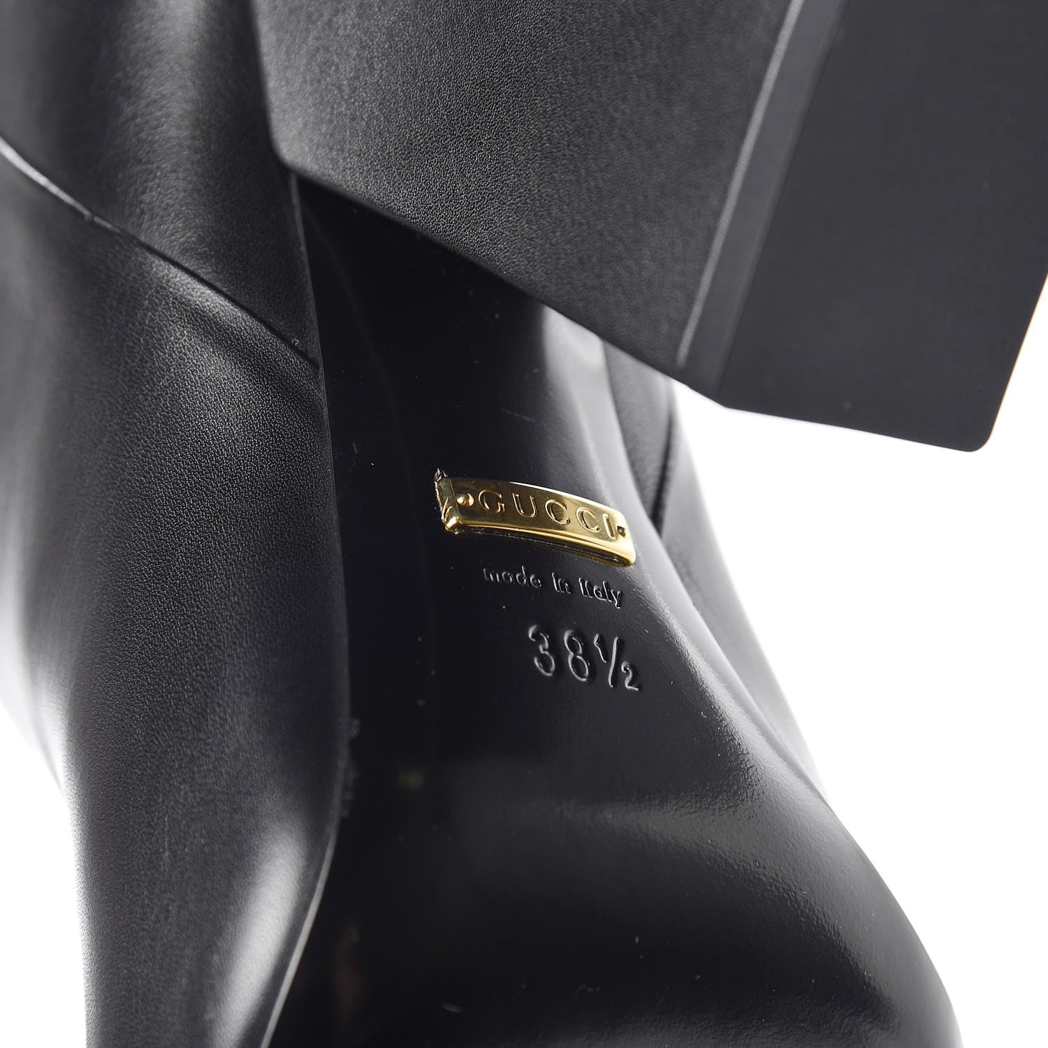 Gucci Calfskin Knee High Buckle Boots 38.5 Black 7 of 11
