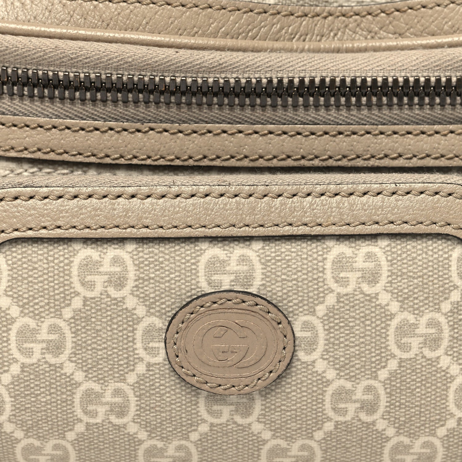 Gucci GG Supreme Monogram Textured Calfskin Web Retro Interlocking G Belt Bag Beige Mystic White Oatmeal 8 of 12