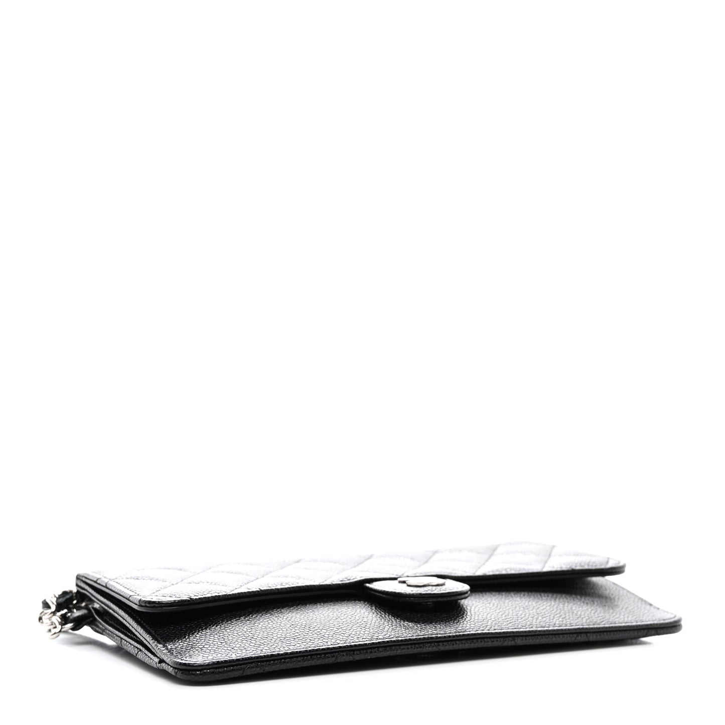 Caviar Quilted Classic Pouch With Handle Black