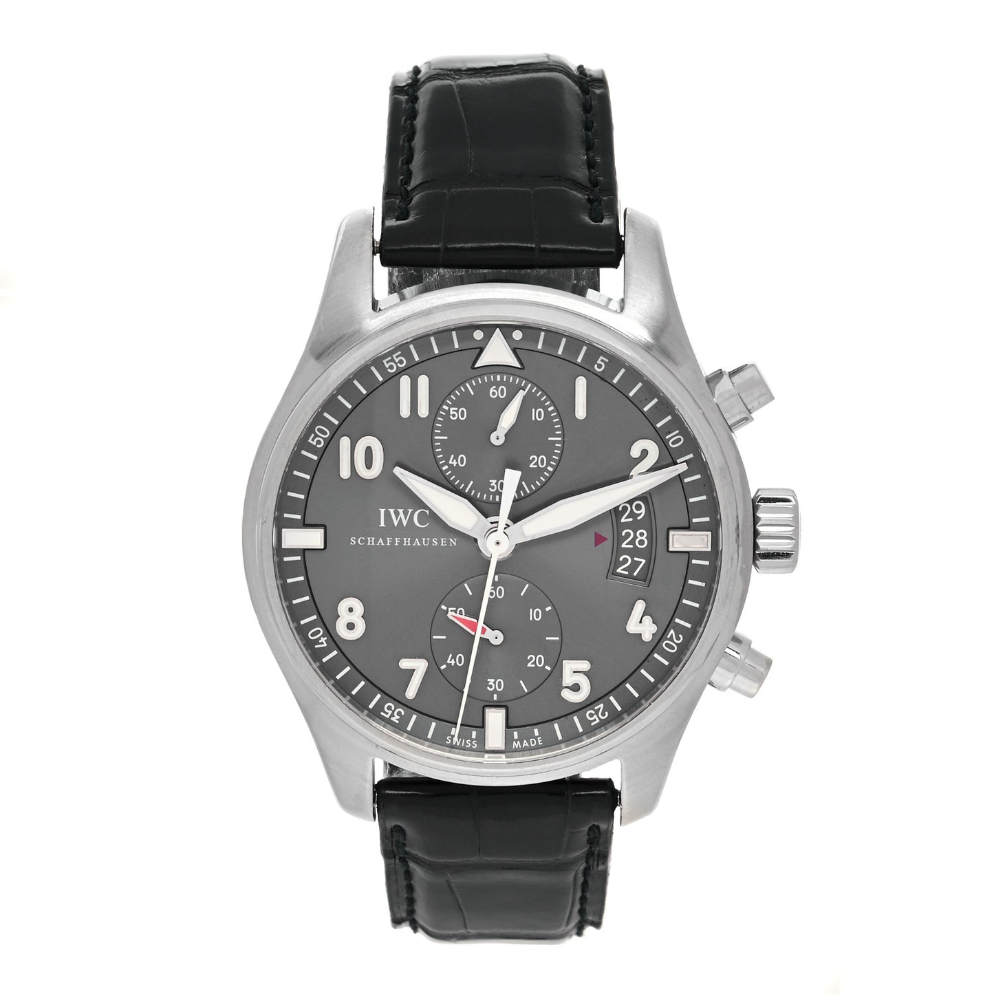 Stainless Steel Alligator 43mm Spitfire Chronograph Automatic Watch Slate IW387802