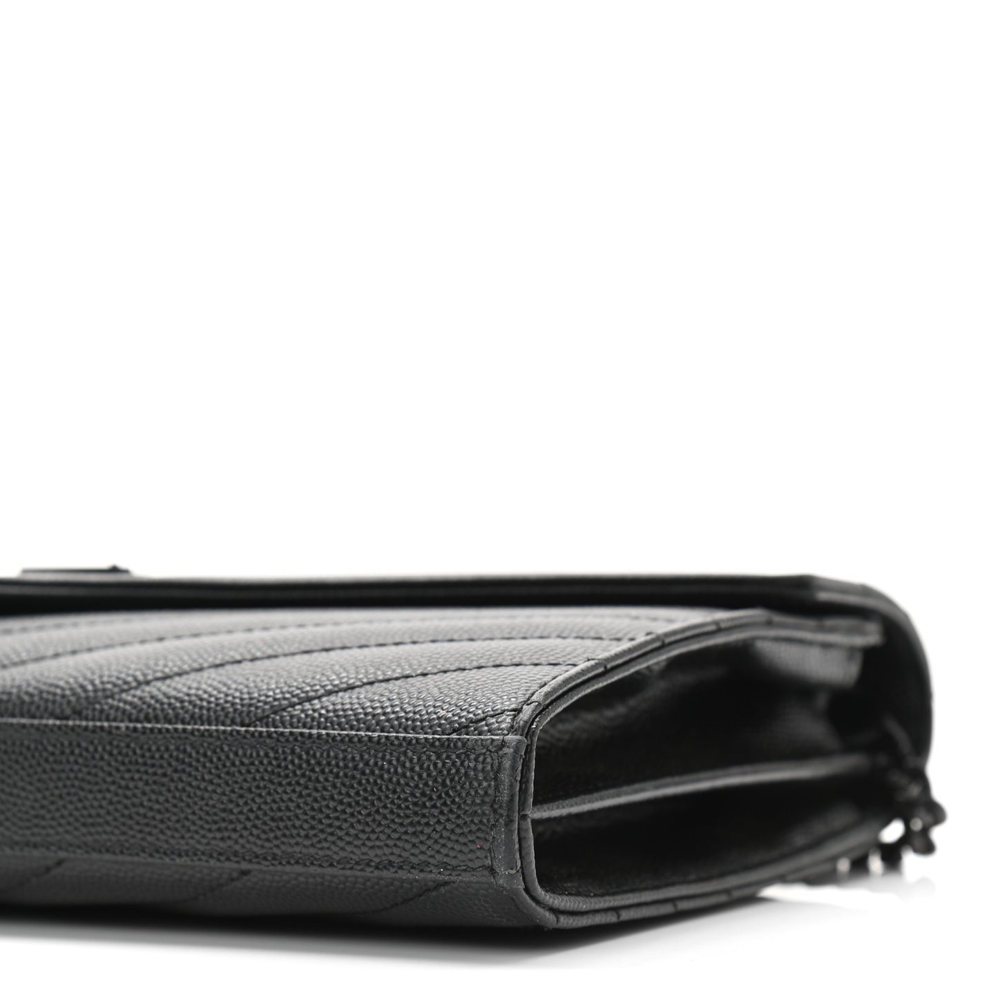 Grain De Poudre Matelasse Chevron Monogram Chain Wallet Black