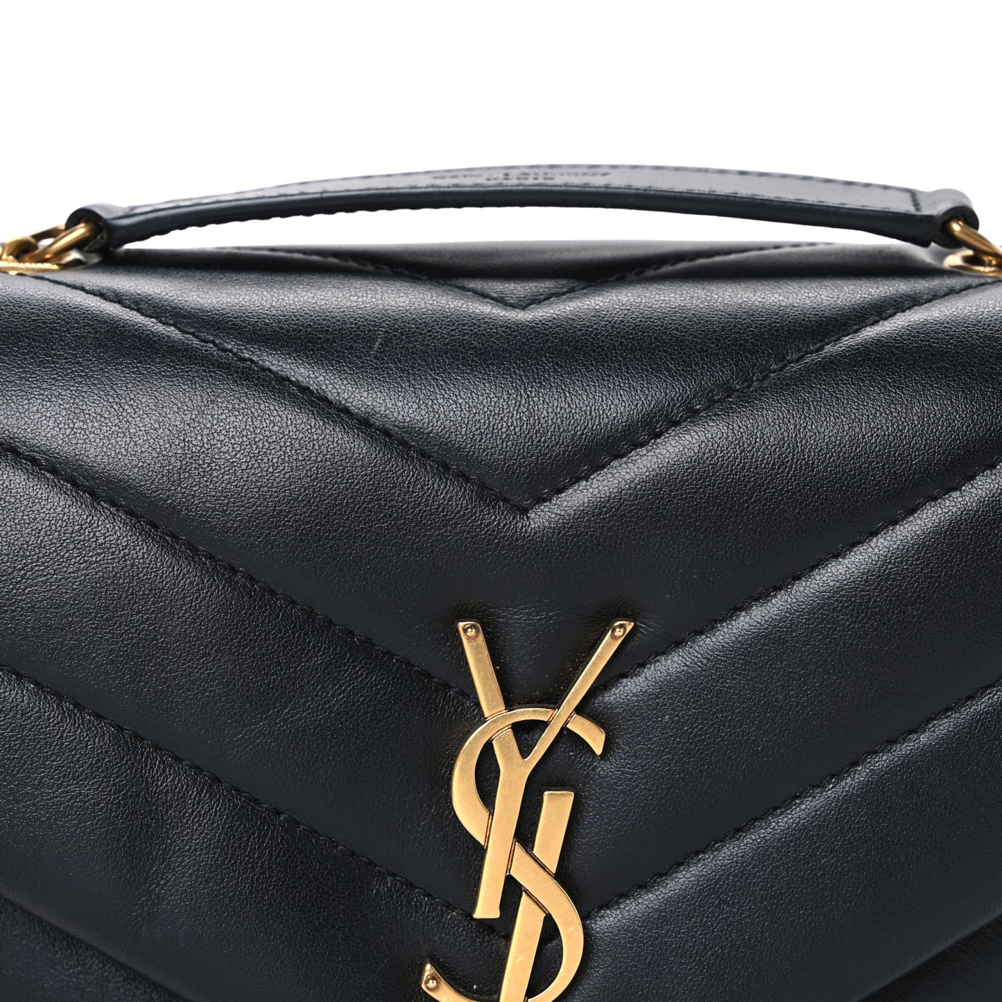 Calfskin Y Quilted Monogram Small Loulou Chain Satchel Black
