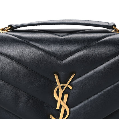 Saint Laurent Calfskin Y Quilted Monogram Small Loulou Chain Satchel Black 8 of 10