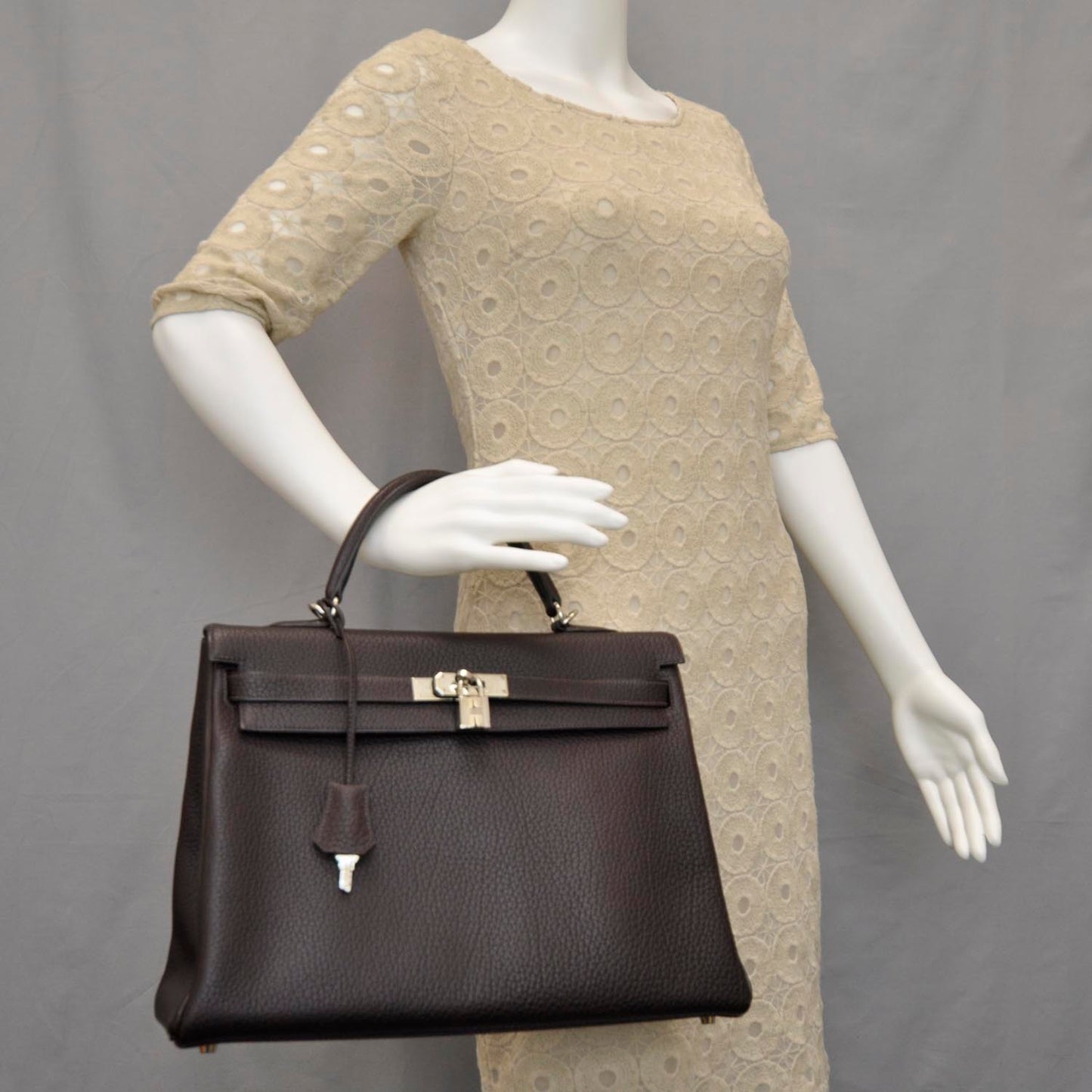 Togo KELLY 35 Handbag Ebene Palladium Hardware