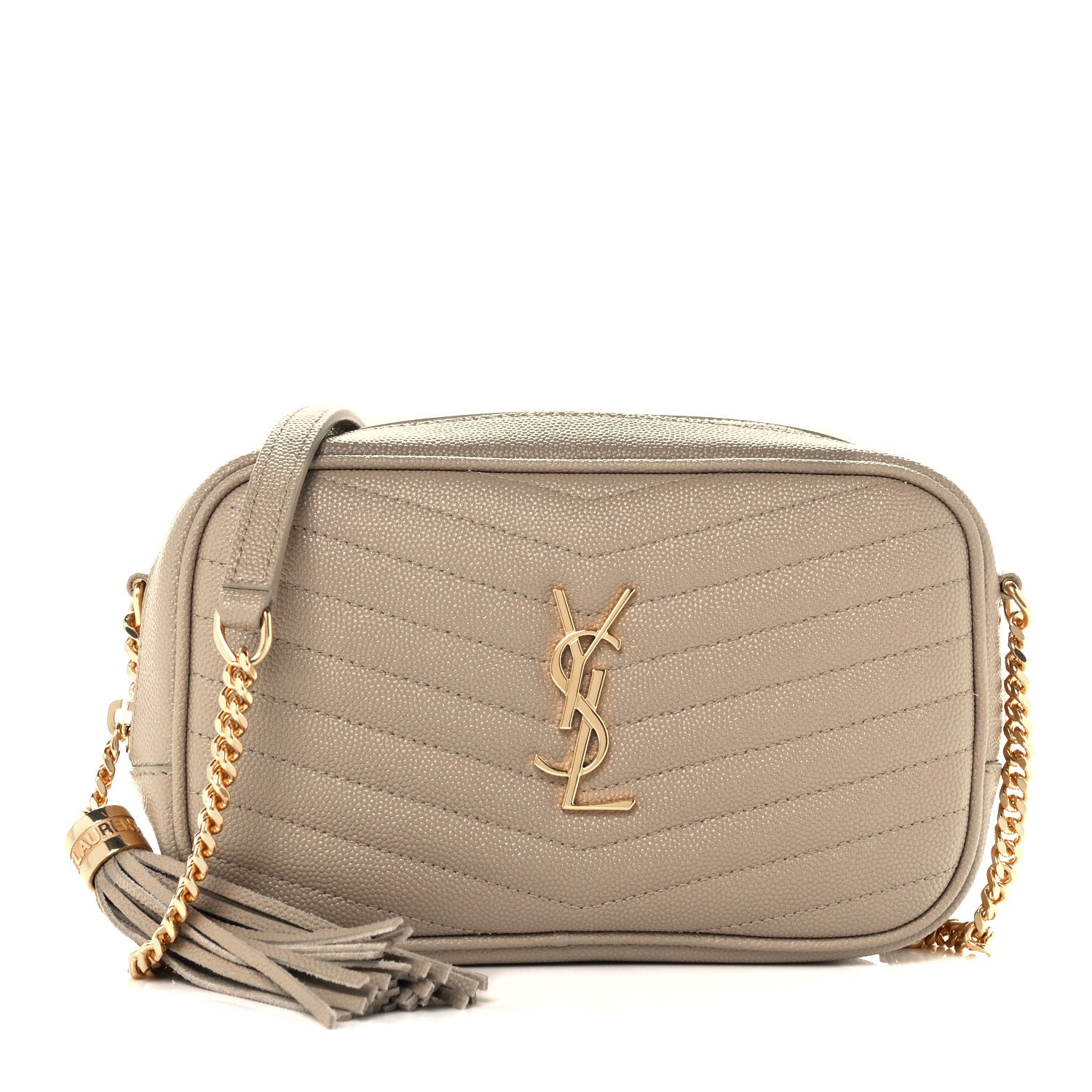 Saint Laurent Grain De Poudre Matelasse Monogram Mini Lou Camera Bag Dark Beige 1 of 11