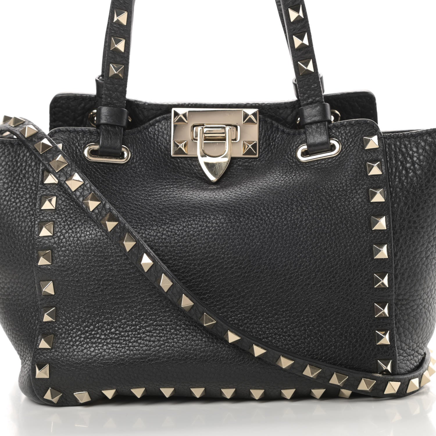 Valentino Garavani Pebbled Calfskin Mini Rockstud Tote Black 7 of 10