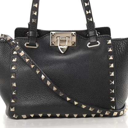 Valentino Garavani Pebbled Calfskin Mini Rockstud Tote Black 7 of 10