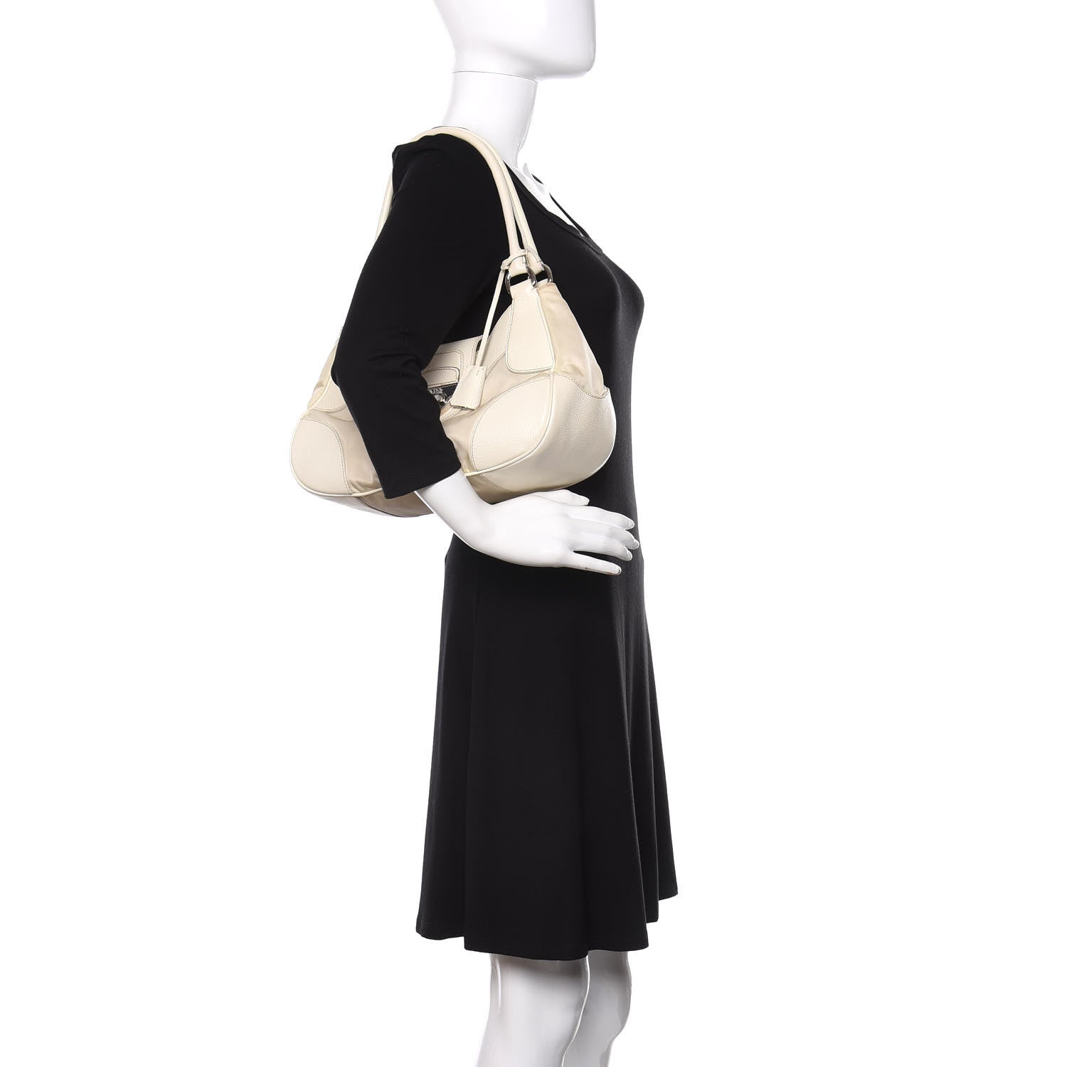 Prada Nylon Tessuto Vitello Daino Pushlock Tote Lavanda Bianco 2 of 13