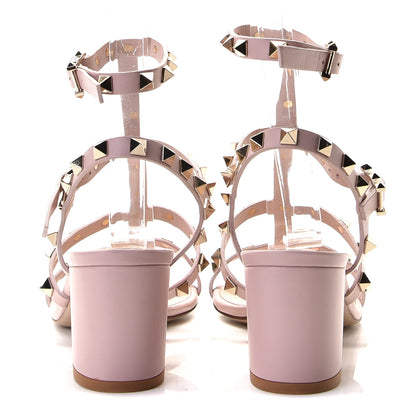 Valentino Garavani Calfskin Rockstud 60mm City Sandals 35.5 Water Rose 4 of 12