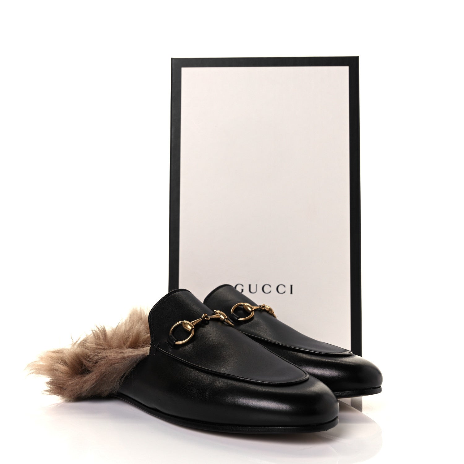 Gucci Calfskin Fur Womens Princetown Slippers 37 Black 9 of 9