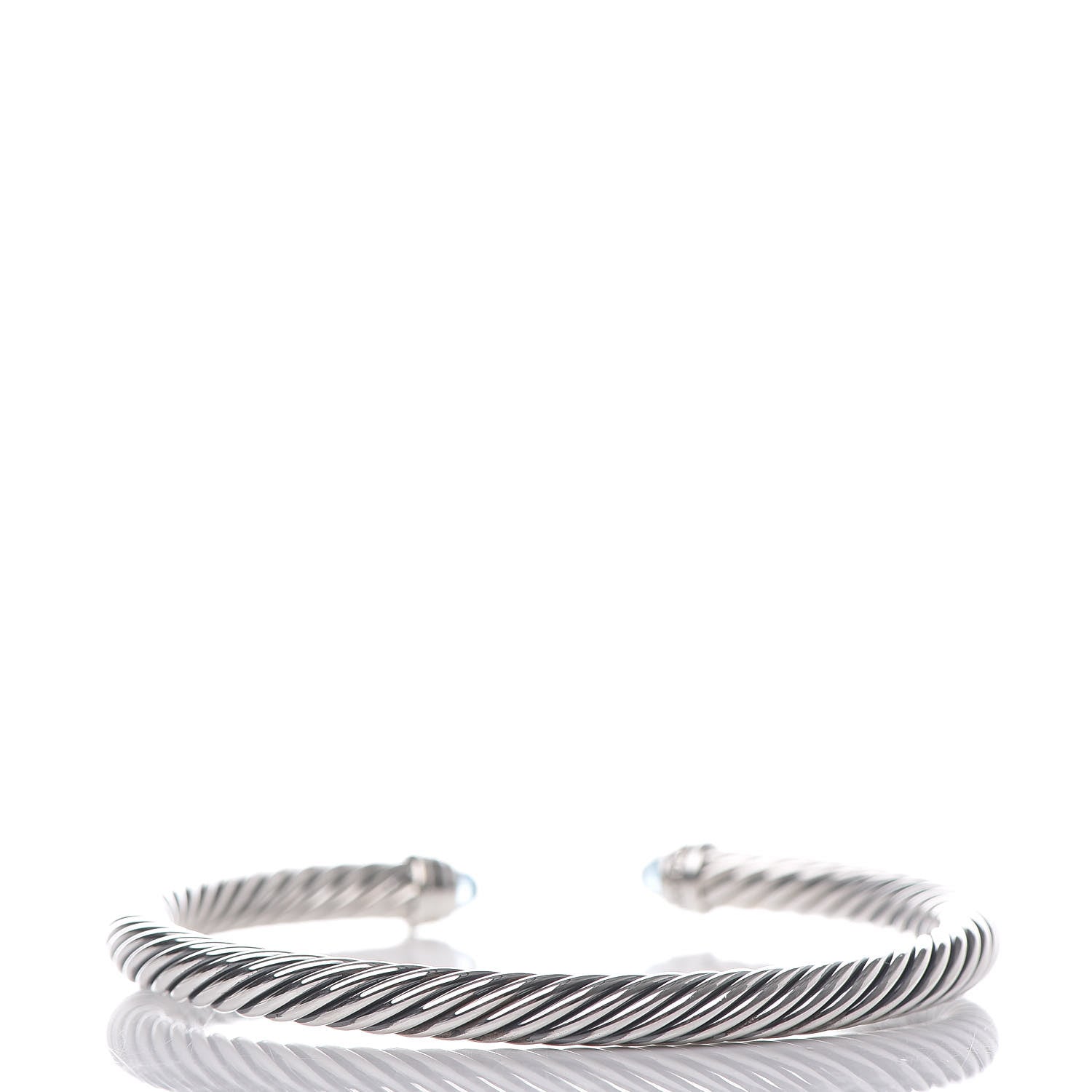 David Yurman Sterling Silver Diamond Blue Topaz 5mm Cable Classics Bracelet 3 of 5