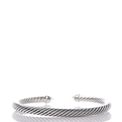 David Yurman Sterling Silver Diamond Blue Topaz 5mm Cable Classics Bracelet 3 of 5