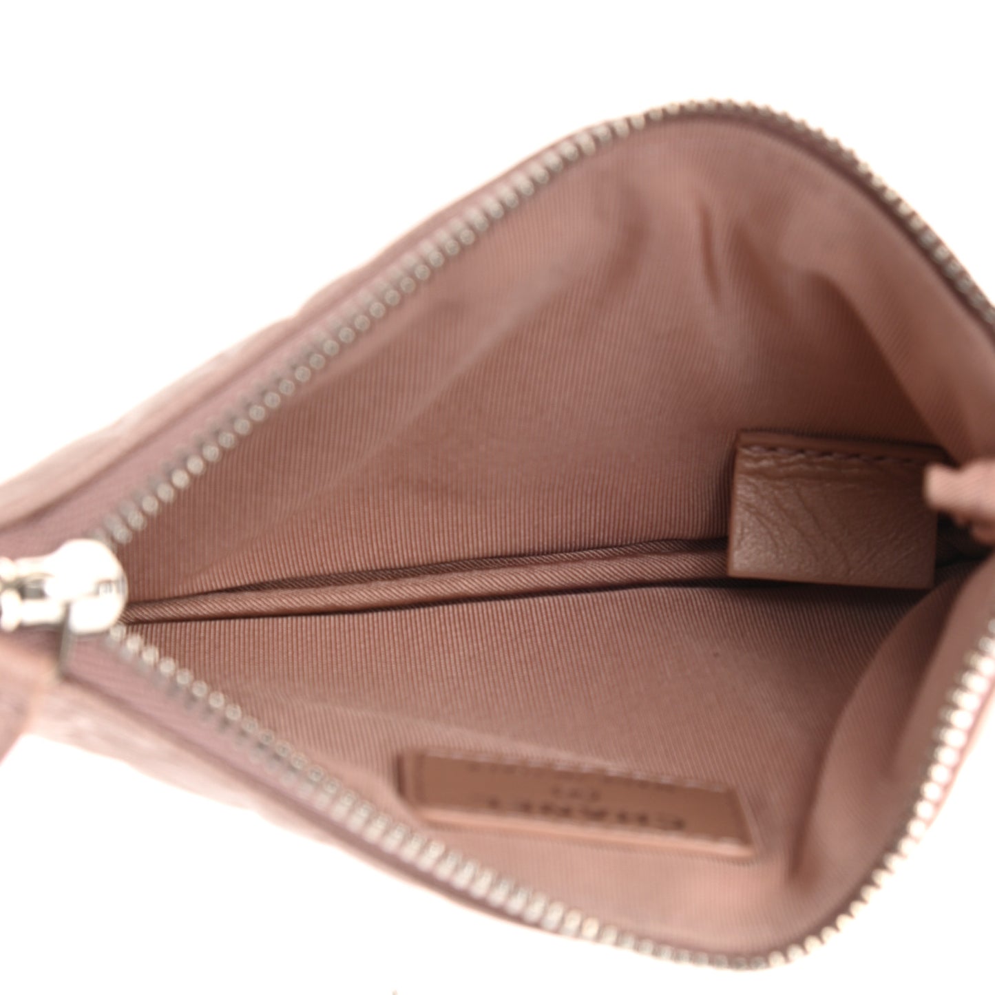 Goatskin Camellia Embossed Cosmetic Pouch Light Pink