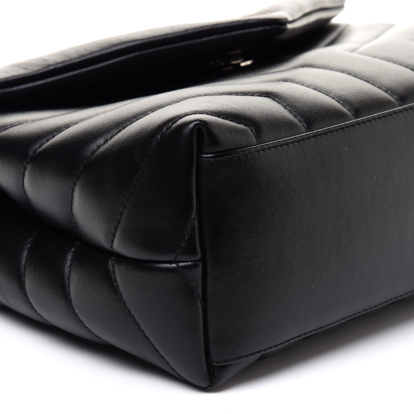 Calfskin Y Quilted Monogram Small Loulou Chain Satchel Black