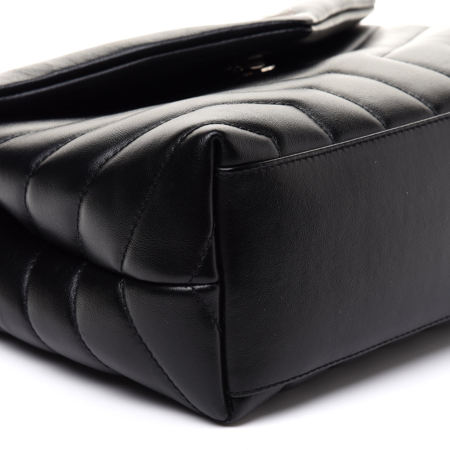 Saint Laurent Calfskin Y Quilted Monogram Small Loulou Chain Satchel Black 9 of 10