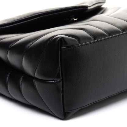 Saint Laurent Calfskin Y Quilted Monogram Small Loulou Chain Satchel Black 9 of 10