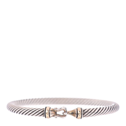 David Yurman Sterling Silver 18K Yellow Gold 5mm Cable Classic Buckle Bracelet 1 of 4