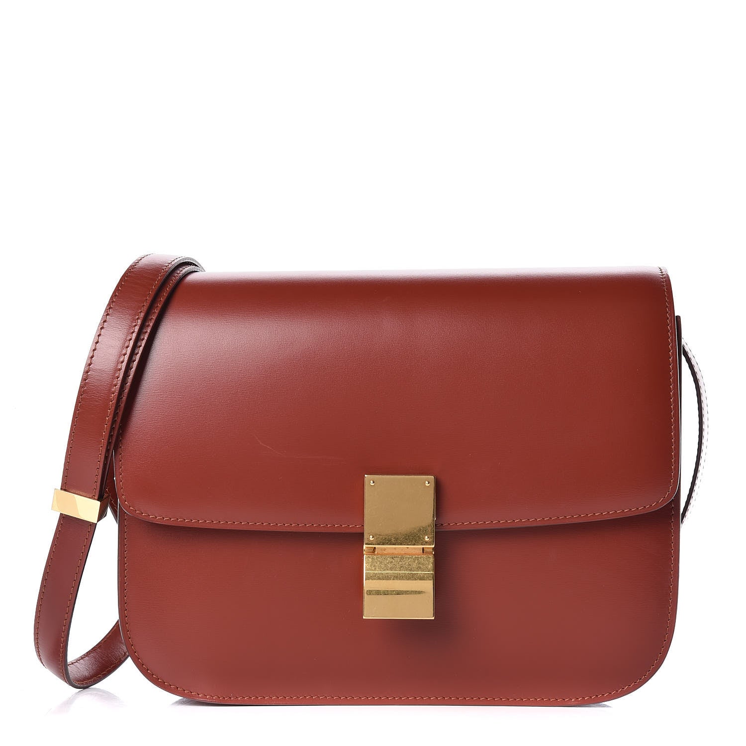 Celine Box Calfskin Medium Classic Box Flap Bag Dark Brick 1 of 9