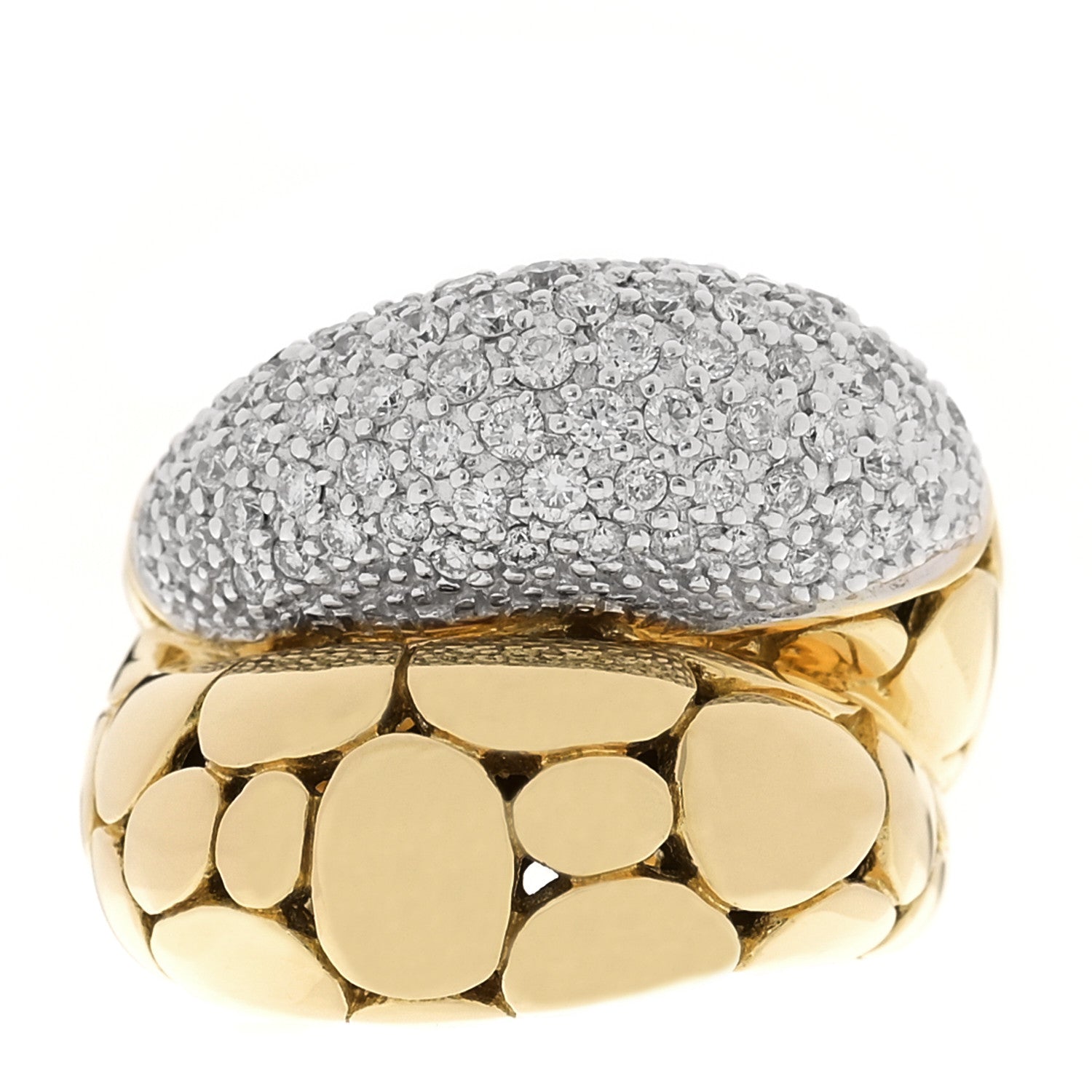 John Hardy 18K Yellow Gold Diamond Double Dome Ring 54 7 1 of 4
