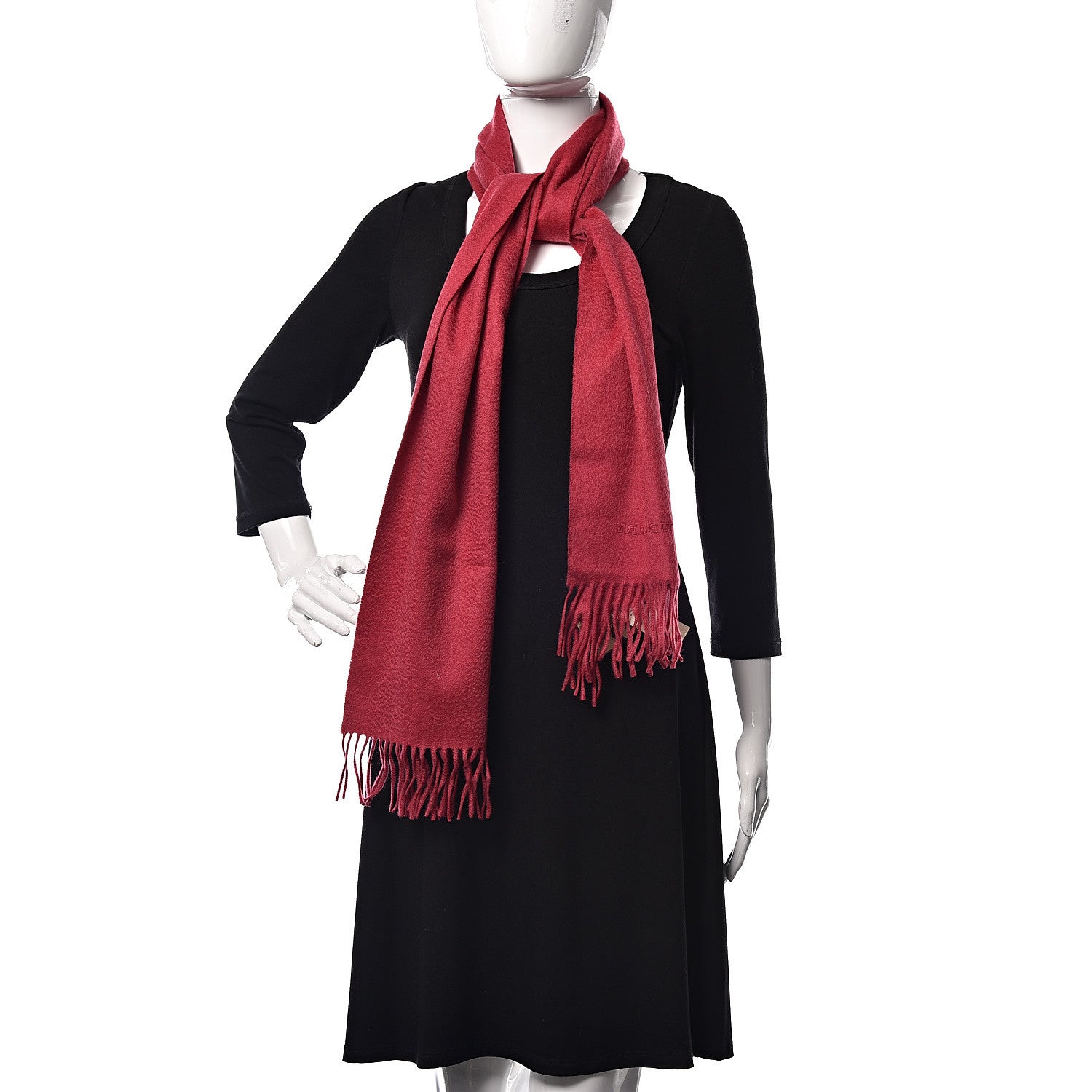 Burberry Cashmere Embroidered Fringe Scarf Fuchsia 2 of 5