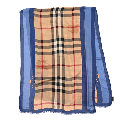 Burberry Modal Cashmere Haymarket Check Color Border Scarf Light Steel 2 of 4