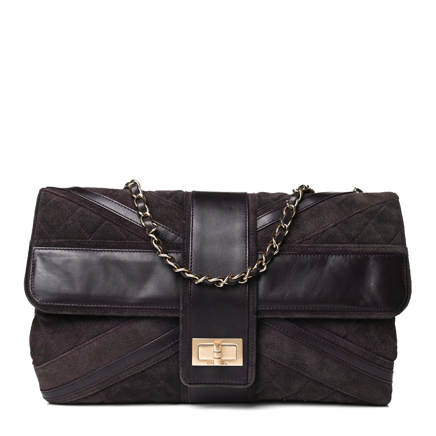 Chanel Suede Union Jack Jumbo Mademoiselle Flap Purple 1 of 13